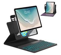 OYEEICE Étui avec clavier magnétique pour iPad Air 5e 4e génération 11" Pro 11 1ère/2e/3e/4ème, 7 couleurs rétroéclairées BT avec porte-crayon 2022, 2021, 2020, 2018 (noir