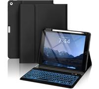 OYEEICE Étui clavier pour iPad 9,7", iPad 6e génération (2018), iPad 5e génération (2017), iPad Air 2 (2014) - Clavier sans fil rétroéclairé 7 couleurs avec porte-crayon pour iPad 6e/5e Pro 9,7" Air 2