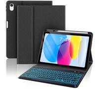 OYEEICE Étui de clavier anti-alloff pour iPad 10e génération 2022/A16 11{^>e<^} génération 2025 (10,9/11"), clavier élargi pour iPad 11/10 génération avec rétroéclairage 7 couleurs (noir, style