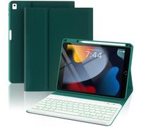 OYEEICE Étui de clavier anti-chute pour iPad 9e/8e/7e génération 10,2", clavier élargi pour iPad Pro 10,5/iPad Air 3e génération (bleu sarcelle, style classique)