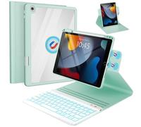 OYEEICE Étui de clavier anti-chute pour iPad 9e/8e/7e génération 10,2", clavier élargi pour iPad Pro 10,5/iPad Air 3e génération (vert, style rotatif à 360°)