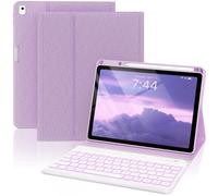 OYEEICE Étui de clavier anti-chute pour iPad 9e/8e/7e génération 10,2", clavier élargi pour iPad Pro 10,5/iPad Air 3e génération (violet, style classique)