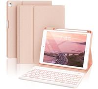 OYEEICE Étui de clavier anti-chute pour iPad 9e/8e/7e génération 10,2", clavier élargi pour iPad Pro 10,5/iPad Air 3e génération (rose, style classique)