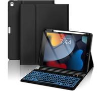 OYEEICE Étui de clavier anti-chute pour iPad 9e/8e/7e génération 10,2", clavier élargi pour iPad Pro 10,5/iPad Air 3e génération (noir, style classique)