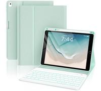 OYEEICE Étui de clavier anti-chute pour iPad 9e/8e/7e génération 10,2", clavier élargi pour iPad Pro 10,5/iPad Air 3e génération (vert, style classique)