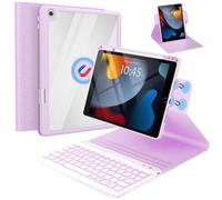 OYEEICE Étui de clavier rotatif anti-chute pour iPad 9e/8e/7e génération 10,2", clavier élargi pour iPad Pro 10,5"/iPad Air 3e génération (Violet, style rotatif à 360°)