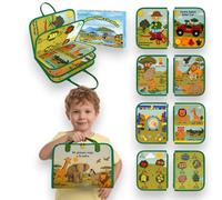 OYEMAT Busy Board Montessori Animaux de la jungle bilingue espagnol/anglais Jouet sensoriel pour bébé Livre Montessori 3 ans en feutre Tableau éducatif avec activités de motricité fine