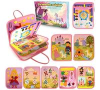 OYEMAT Busy Board Montessori Princesses et Fantaisie Espagnol/Anglais Jouet sensoriel pour bébé Livre Montessori 3 ans de feutre Tableau éducatif avec activités de motricité fine