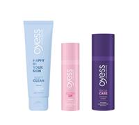 OYESS Face Care Glow Kit de soin du visage 3 pièces - Soin hydratant de la peau avec nettoyant pour le visage, sérum et crème - Pour une peau rayonnante et lisse