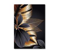 OYFFL Noir Feuille d'or Toile Peinture Plante Affiche Impression Moderne décor à la Maison Abstrait Mur Art Peinture Nordique Salon décoration Photo (2,40 * 60cm sans Cadre)