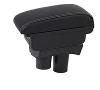 OYHCM Pour Citroen C3 Accoudoir De Voiture Console Centrale Double Couche Boîte De Rangement Accoudoir Porte-gobelet Cendrier Accessoires (Noir avec fil blanc)