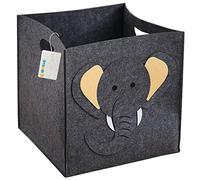OYHOMO Boîte de Rangement en Feutre Pliable Cube de Rangement Enfant Panier Feutre Thème Animal pour Linge, Jouets, Livres, Vêtements - Éléphant