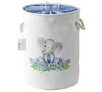 OYHOMO Panier à Linge Éléphant pour Chambre d'enfant Grand Panier de Rangement en Tissu avec Cordon de Serrage pour Buanderie, Enfant Jouets, Vêtements de Bébé (Éléphant Bleu)