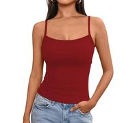 OYIGELZ Débardeur d'été à bretelles pour femme Y2K - Coupe ajustée - Haut court - Basique - Camisole - Streetwear, bordeaux-T1, M