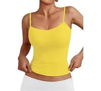 OYIGELZ Débardeur d'été à bretelles pour femme Y2K - Coupe ajustée - Haut court - Basique - Camisole - Streetwear, Jaune-t1, S