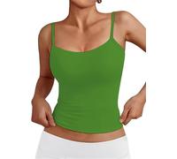 OYIGELZ Débardeur d'été à bretelles pour femme Y2K - Coupe ajustée - Haut court - Basique - Camisole - Streetwear, Vert-t1, S