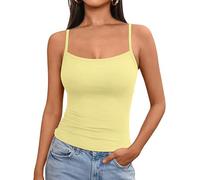 OYIGELZ Débardeur d'été à bretelles pour femme Y2K - Coupe ajustée - Haut court - Basique - Camisole - Streetwear, Jaune clair/t1, M