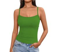 OYIGELZ Débardeur d'été à bretelles pour femme Y2K - Coupe ajustée - Haut court - Basique - Camisole - Streetwear, Vert-t1, M