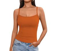 OYIGELZ Débardeur d'été à bretelles pour femme Y2K - Coupe ajustée - Haut court - Basique - Camisole - Streetwear, Orange-t1, S