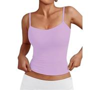 OYIGELZ Débardeur d'été à bretelles pour femme Y2K - Coupe ajustée - Haut court - Basique - Camisole - Streetwear, Violet clair/t1, XL