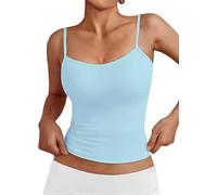 OYIGELZ Débardeur d'été à bretelles pour femme Y2K - Coupe ajustée - Haut court - Basique - Camisole - Streetwear, Bleu ciel/t1, S