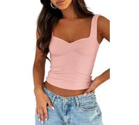 OYIGELZ Débardeur d'été pour femme - Dos nu - Sans manches - Camisole - Sexy - Double couche - Plissé - Y2K - Coupe ajustée - Élégant - Basique - Cami - Streetwear, XL