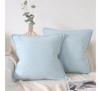 OYIMUA Lot de 2 Housses de Coussin 40x40 Bleu Clair Textured Chenille Housse Coussin Decoratif Douces Uni Taie d'oreiller Carrées Sofa Chambre à Coucher Salon