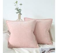 OYIMUA Lot de 2 Housses de Coussin 45x45 Rose Textured Chenille Housse Coussin Decoratif Douces Uni Taie d'oreiller Carrées Sofa Chambre à Coucher Salon