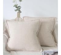 OYIMUA Lot de 2 Housses de Coussin 50x50 Beige Textured Chenille Housse Coussin Decoratif Douces Uni Taie d'oreiller Carrées Sofa Chambre à Coucher Salon