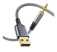 Oyiqar Adaptateur USB vers prise audio TRS 3,5 mm, 5 m USB mâle vers câble audio stéréo auxiliaire 3,5 mm mâle pour PC, ordinateur portable, Windows, haut-parleurs, écouteurs, ne s'applique pas au