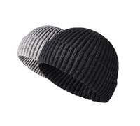 OYIWINMI Lot de 2 bonnets d'hiver en tricot pour homme, casquette docker, casquette sans visière, bonnet chaud, doux, élastique et respirant