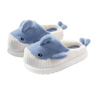 OYIWINMI Pantoufles requin mignonnes en peluche avec semelle épaisse antidérapante pour intérieur et extérieur, Requin bleu, 38/39 EU