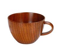 OYL Mugs à café en bois de jujube avec poignée en bois naturel japonais 400 ml, marron, 400 ml