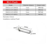 OYmFUIEeK Capteur de proximité de Type connecteur enfichable de 6,5 mm de diamètre M6,5, raccord de Tuyau de Corps léger, Interrupteur à Induction métallique(DMC6.5-01S-B,PNP NO)
