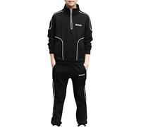 Oyolan 2 Pièces Ensemble de Survêtement Garçon Enfant Sweatshirt Zippé avec Pantalon de Jogging Casual Sport Noir 12-13 ans