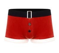 Oyolan Boxer Homme Sexy Ouvert Caleçon Noël Velours Boxer Shorty Lingerie sous-Vêtement Élastique Slip Costume Père Noël Lutin Underwear M-XL Type I Rouge M