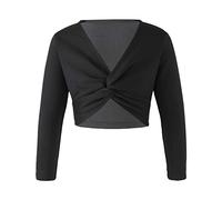 Oyolan Enfant Fille Cache-Coeur de Danse Classique Haut Danse Ballet Gym Veste Boléro Manches Longues Dancewear 5-16 Ans Type A Noir 13-14 Ans