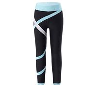 Oyolan Enfant Fille Legging de Sport Bloc de Couleur Extensible Pantalon Patinage Artistique Collant Danse Gymnastique Fitness Yoga Running 5-16 Ans Bleu Clair 9-10 Ans