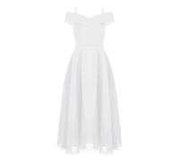Oyolan Enfant Fille Robe Cérémonie Princesse Soirée Mousseline Demoiselle d'honneur Robe Mariage Anniversaire Communion B Blanc 13-14 Ans