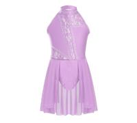 Oyolan Enfant Fille Robe Danse Classique Ballet Justaucorps Gymnastique Robe Danse Contemporaine Asymétrique Costume Spectacle 5-16 Ans B Violet Clair 13-14 Ans