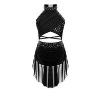 Oyolan Enfant Fille Robe Danse Classique Justaucorps Ballet Gymnastique Costume Danse Contemporaine Lyrique Tenue Spectacle 5-16 Ans A Noir 15-16 Ans