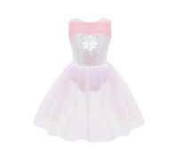 Oyolan Enfant Fille Tutu Danse Ballet Paillette Justaucorps Gymnastique Robe Danse Classique Brillant Robe Danse Jazz Costume Spectacle 3-16 Ans A Rose 7-8 Ans
