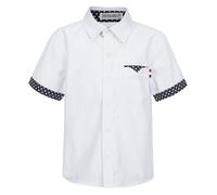Oyolan Enfant Garçon Chemise Manches Courtes avec Poche Chemisette Ecole Uniforme Décontracté 2-16 Ans Blanc 15-16 Ans