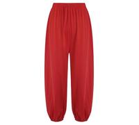 Oyolan Enfant Garçon Pantalon Kung Fu Tai Chi Arts Martiaux Sarouel Pantalon de Jogging Sport Rouge 5-6 Ans