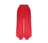 Oyolan Enfant Garçon Sarouel Pantalon Kung Fu Tai Chi en Satin Pantalon Arts Martiaux Traditionnels Chinois Rouge 7-8 Ans