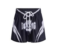 Oyolan Enfant Garcon Short de Boxe Muay Thai Kick Boxing MMA Short Sport Taille Elastique Bermuda Métallique C Noir 11-12 Ans