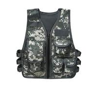 Oyolan Gilet de Pêche pour Enfant Garçon Fille Gilet Photographe Multipoches Camouflage Veste sans Manches Manteau Réglable Jeux Extérieurs de Chasse de Combat Camping Camouflage Clair 1-7 ans