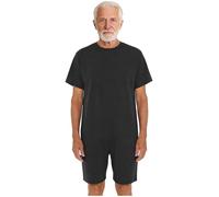 Oyolan Grenouillère Homme Femme Alzheimer Combinaison Courte Fermeture Éclair Au Dos pour Personnes Âgées Noir XL