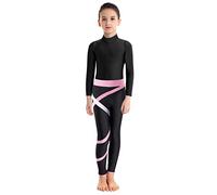 Oyolan Justaucorps Gymnastique Fille avec Pantalon Ensemble Danse Ballet Tenue Patinage Artistique Body Manche Longue/sans Manche Dancewear 5-12 Ans Type A Rose 11-12 Ans