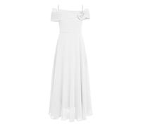 Oyolan Robe Cérémonie Princesse Enfant Fille - Soirée Mousseline Demoiselle d'Honneur Mariage Anniversaire Communion 5-16 Ans Ivoire 7-8 Ans